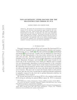 Non-asymptotic upper bounds for the reconstruction error of PCA