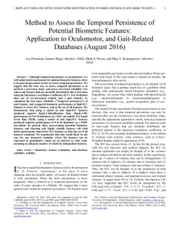 Method to Assess the Temporal Persistence of Potential Biometric
  Features: Application to Oculomotor, and Gait-Related Databases