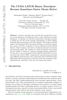 The CUDA LATCH Binary Descriptor: Because Sometimes Faster Means Better