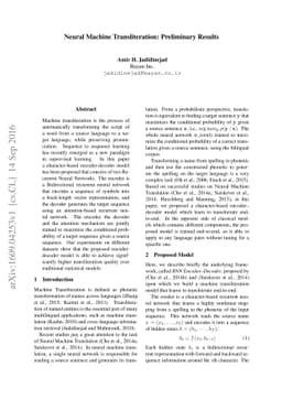 Neural Machine Transliteration: Preliminary Results