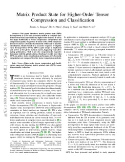 Matrix Product State for Higher-Order Tensor Compression and
  Classification