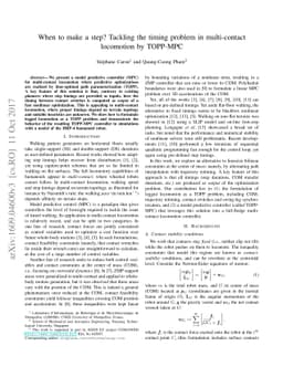 When to make a step? Tackling the timing problem in multi-contact
  locomotion by TOPP-MPC