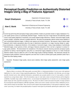 Perceptual Quality Prediction on Authentically Distorted Images Using a
  Bag of Features Approach