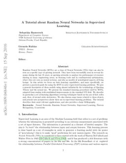 A Tutorial about Random Neural Networks in Supervised Learning