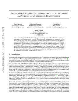 Predicting Shot Making in Basketball Learnt from Adversarial Multiagent
  Trajectories