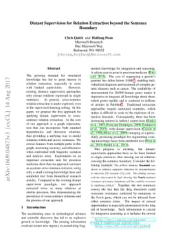 Distant Supervision for Relation Extraction beyond the Sentence Boundary