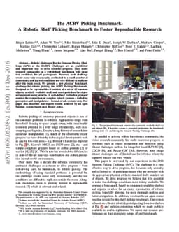 The ACRV Picking Benchmark (APB): A Robotic Shelf Picking Benchmark to
  Foster Reproducible Research