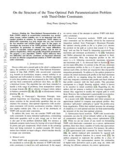 On the Structure of the Time-Optimal Path Parameterization Problem with
  Third-Order Constraints
