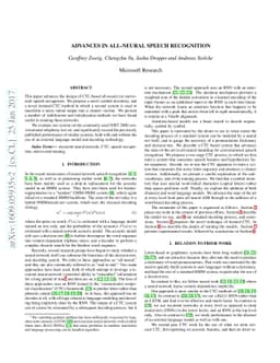 Advances in All-Neural Speech Recognition