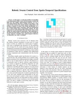 Robotic Swarm Control from Spatio-Temporal Specifications