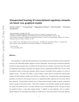 Unsupervised learning of transcriptional regulatory networks via latent
  tree graphical models