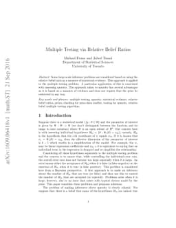Multiple testing via relative belief ratios