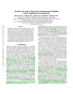 Partial Least Squares Regression on Riemannian Manifolds and Its
  Application in Classifications