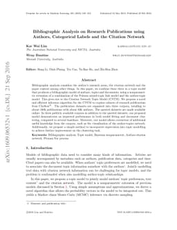 Bibliographic Analysis on Research Publications using Authors,
  Categorical Labels and the Citation Network