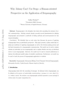 Why Johnny Can't Use Stego: a Human-oriented Perspective on the
  Application of Steganography