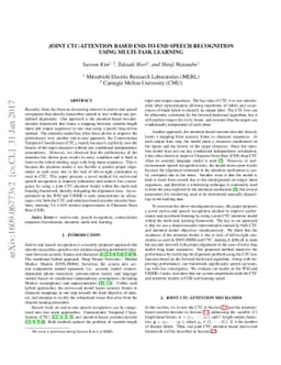 Joint CTC-Attention based End-to-End Speech Recognition using Multi-task
  Learning