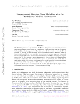 Nonparametric Bayesian Topic Modelling with the Hierarchical Pitman-Yor
  Processes