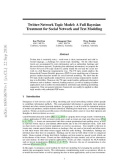 Twitter-Network Topic Model: A Full Bayesian Treatment for Social
  Network and Text Modeling