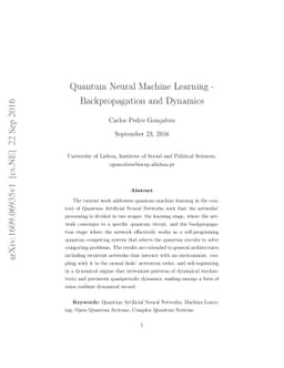 Quantum Neural Machine Learning - Backpropagation and Dynamics
