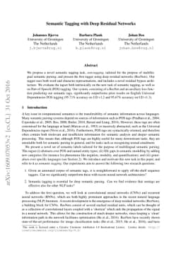 Semantic Tagging with Deep Residual Networks