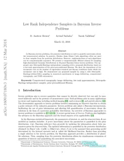 Low Rank Independence Samplers in Bayesian Inverse Problems