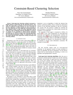Constraint-Based Clustering Selection