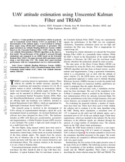 UAV attitude estimation using Unscented Kalman Filter and TRIAD