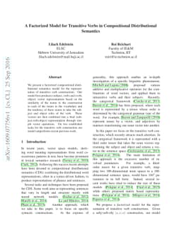 A Factorized Model for Transitive Verbs in Compositional Distributional
  Semantics