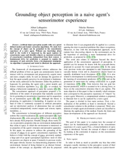 Grounding object perception in a naive agent's sensorimotor experience