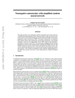 Nonnegative autoencoder with simplified random neural network