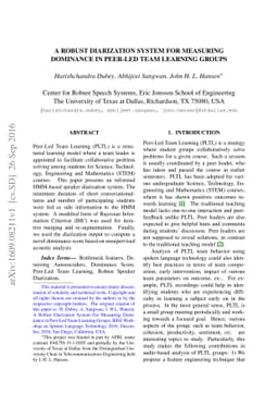 A Robust Diarization System for Measuring Dominance in Peer-Led Team
  Learning Groups