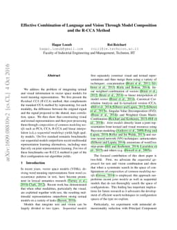 Effective Combination of Language and Vision Through Model Composition
  and the R-CCA Method
