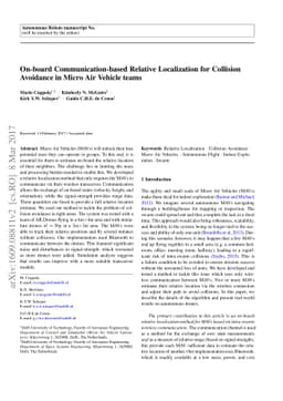 On-board Communication-based Relative Localization for Collision
  Avoidance in Micro Air Vehicle teams