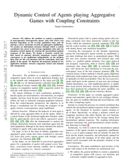 Dynamic control of agents playing aggregative games with coupling
  constraints