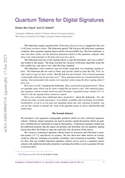 Quantum Tokens for Digital Signatures
