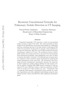 Recurrent Convolutional Networks for Pulmonary Nodule Detection in CT
  Imaging