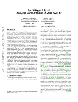 Don't Skype & Type! Acoustic Eavesdropping in Voice-Over-IP
