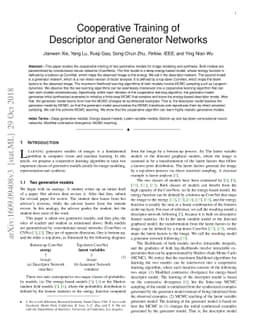 Cooperative Training of Descriptor and Generator Networks