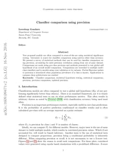 Classifier comparison using precision