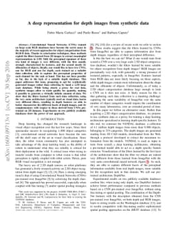 A deep representation for depth images from synthetic data