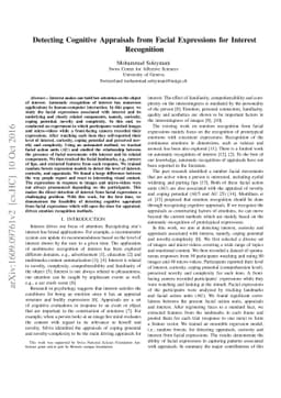 Detecting Cognitive Appraisals from Facial Expressions for Interest
  Recognition