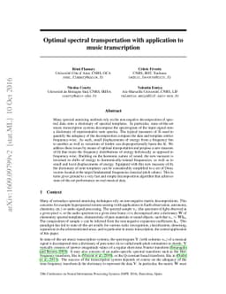 Optimal spectral transportation with application to music transcription