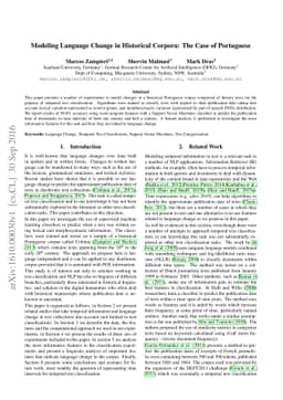 Modeling Language Change in Historical Corpora: The Case of Portuguese