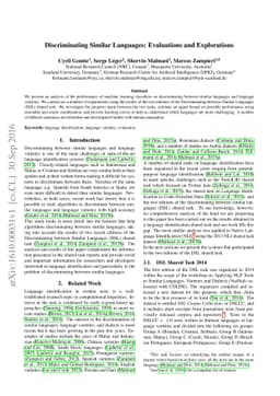 Discriminating Similar Languages: Evaluations and Explorations