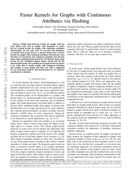 Faster Kernels for Graphs with Continuous Attributes via Hashing