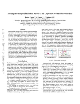 Deep Spatio-Temporal Residual Networks for Citywide Crowd Flows
  Prediction