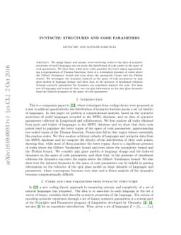 Syntactic Structures and Code Parameters