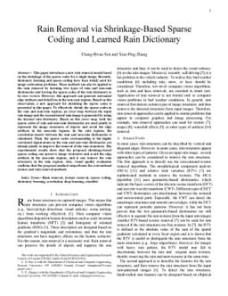 Rain Removal via Shrinkage-Based Sparse Coding and Learned Rain
  Dictionary