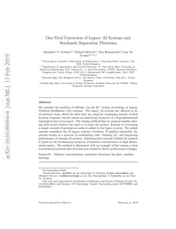 One-Trial Correction of Legacy AI Systems and Stochastic Separation
  Theorems
