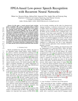 FPGA-Based Low-Power Speech Recognition with Recurrent Neural Networks